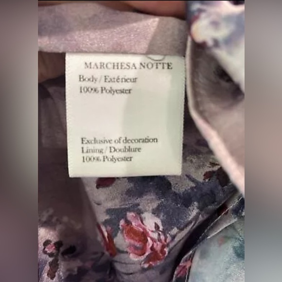 NWT Marchesa Notte Floral Textured Charmeuse Mini Ruffle Trim Dress size 4 - Picture 10 of 11